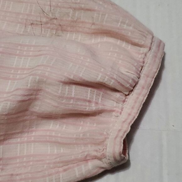 Talbots Boho Beachy Pink Stripes Split Neck 3/4 Balloon Sleeves Flowy Top - Picture 8 of 9